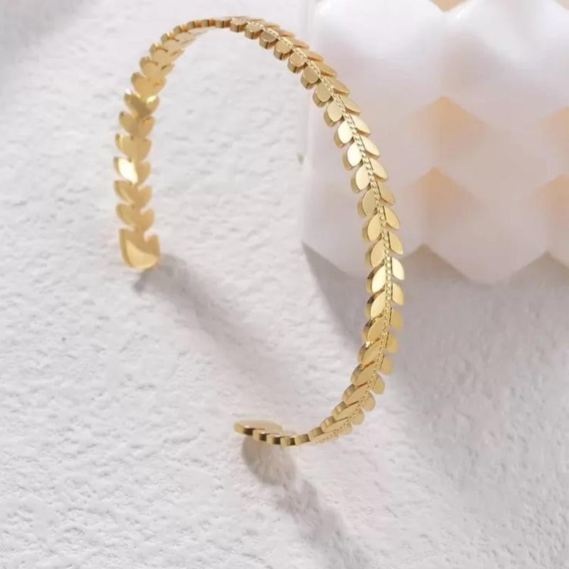 Leaf Open Cuff Bracelet
