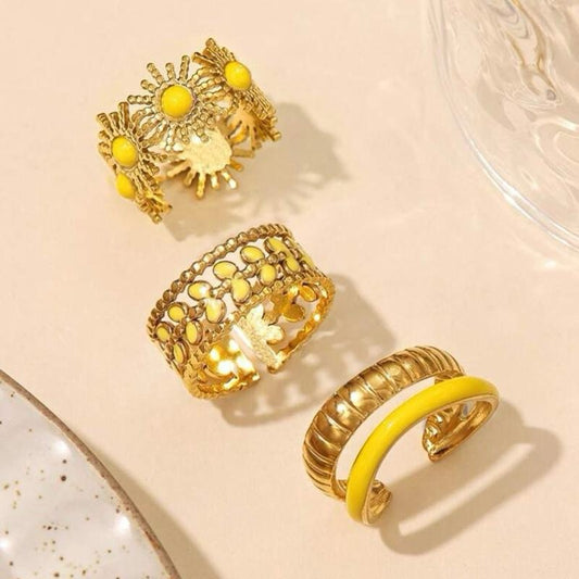 Yellow Drop Rings  Stainless Steel & Tarnish Free