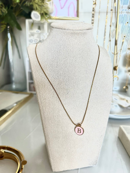 Pink & Gold Initial Necklace