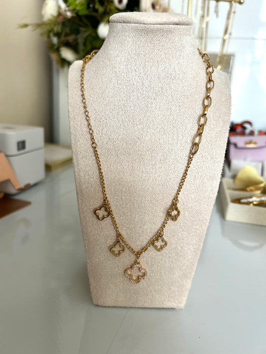 Gold Clover Charm Necklace